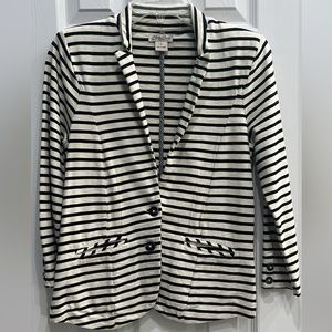 Lucky Brand Live in Love black cream striped blazer EUC size Small